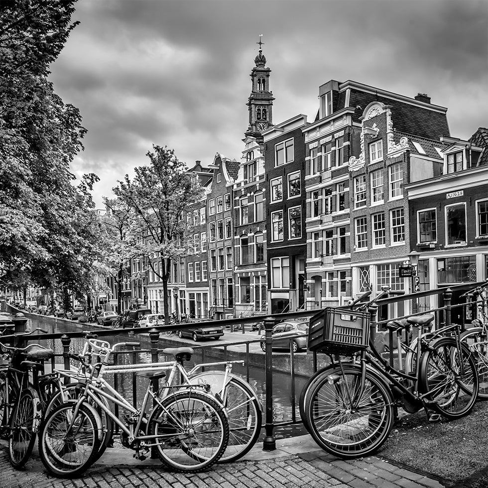 AMSTERDAM Flower Canal black &amp; white Plakat