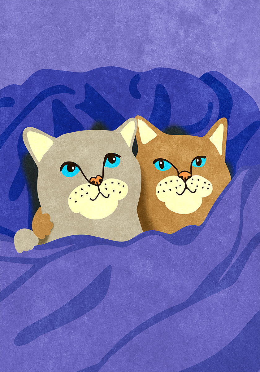 Cats in Bed Plakat