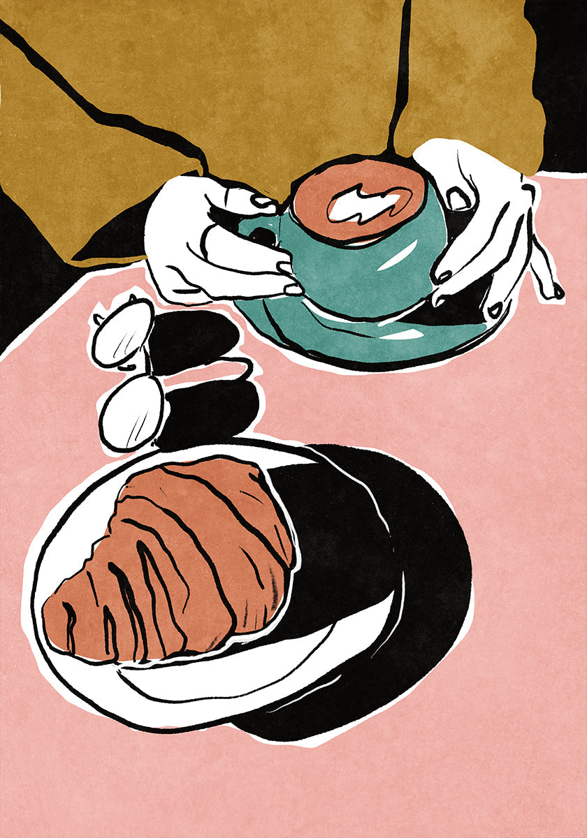 Croissant et café au lait Plakat