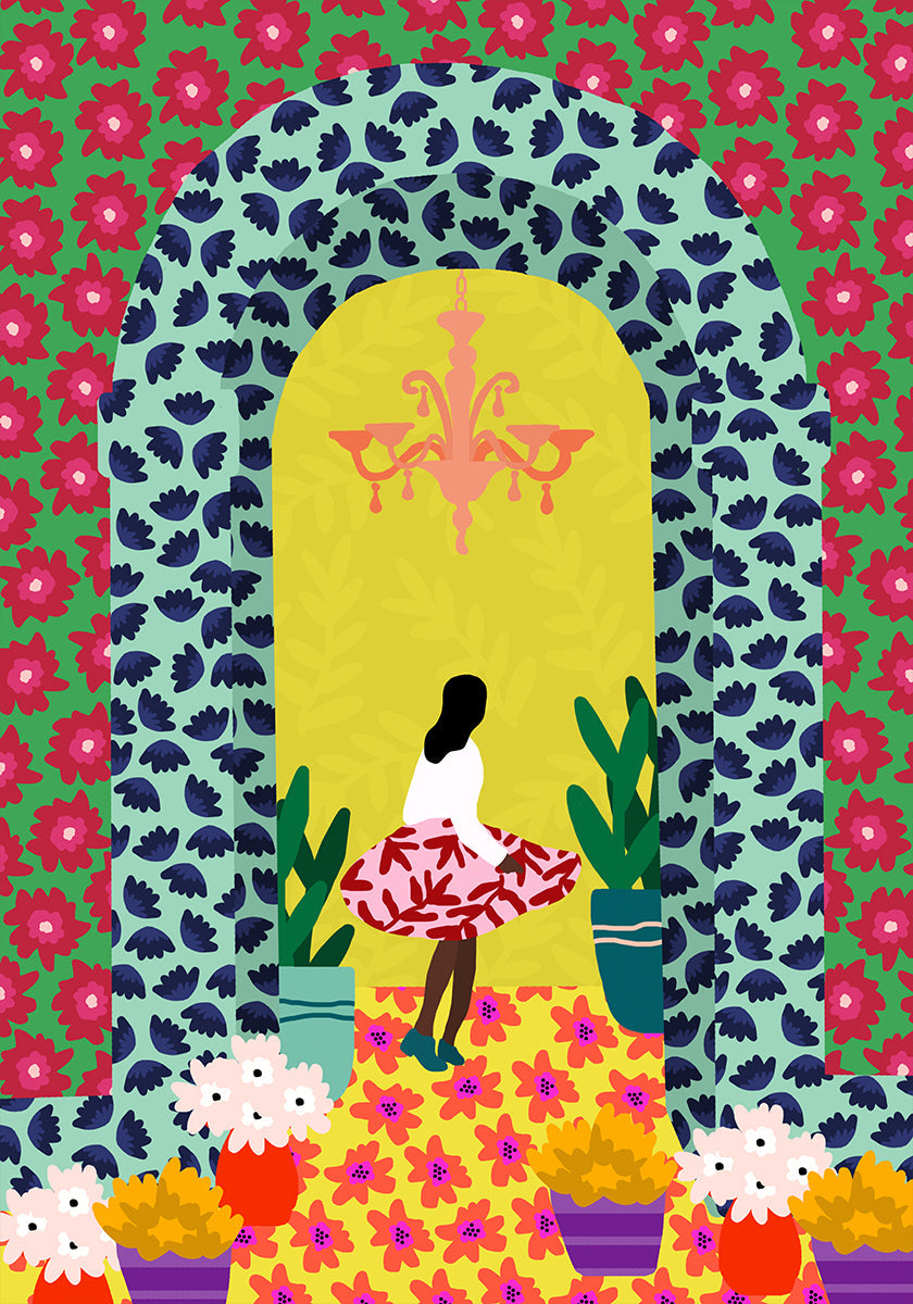 Floral Portal Girl Plakat