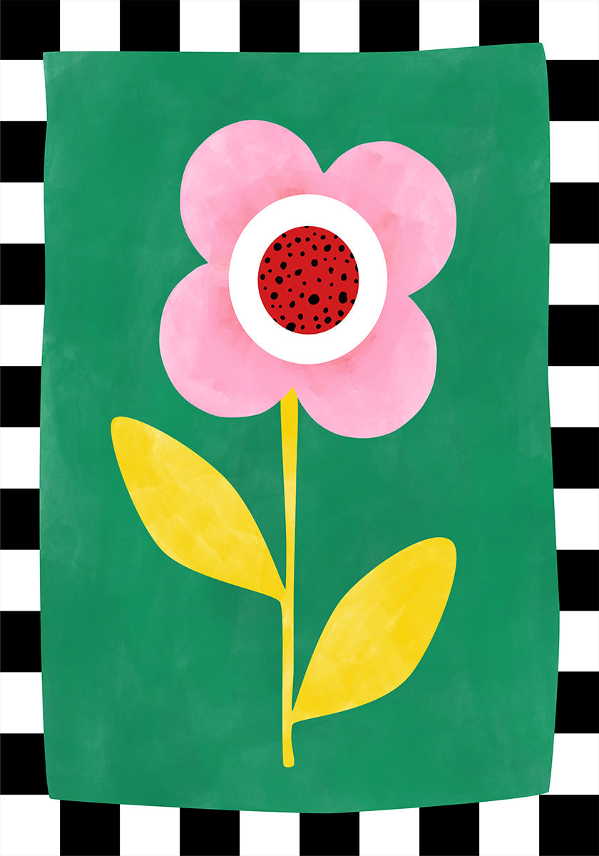 Pink Flower with Yellow Leaves Plakat