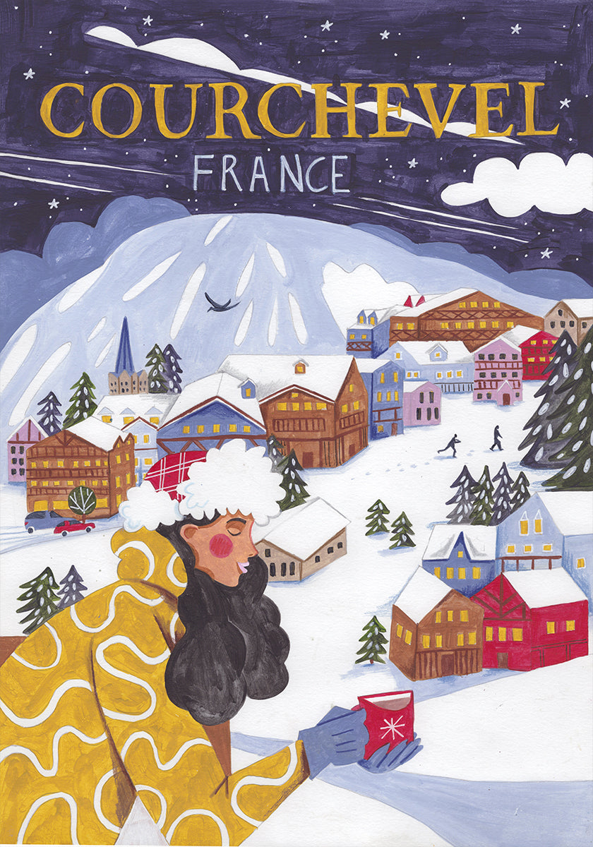 Travel Plakat woman in France, Courchevel Plakat
