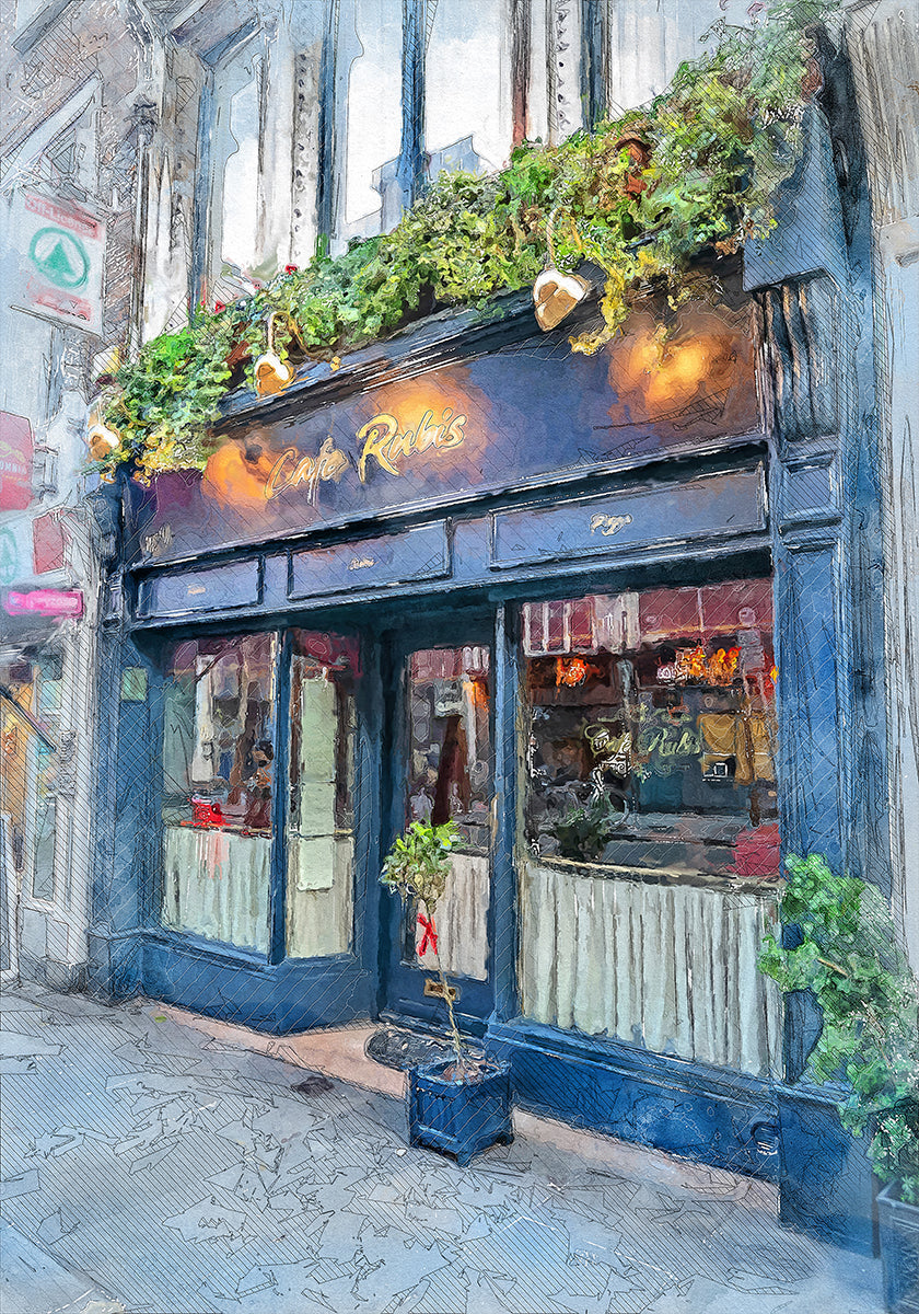 Dublin City Watercolor Art Ireland (10) Plakat