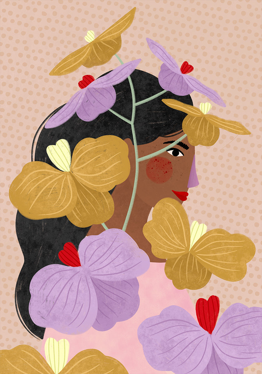 Hidden Behind Yellow Purple Flowers Plakat