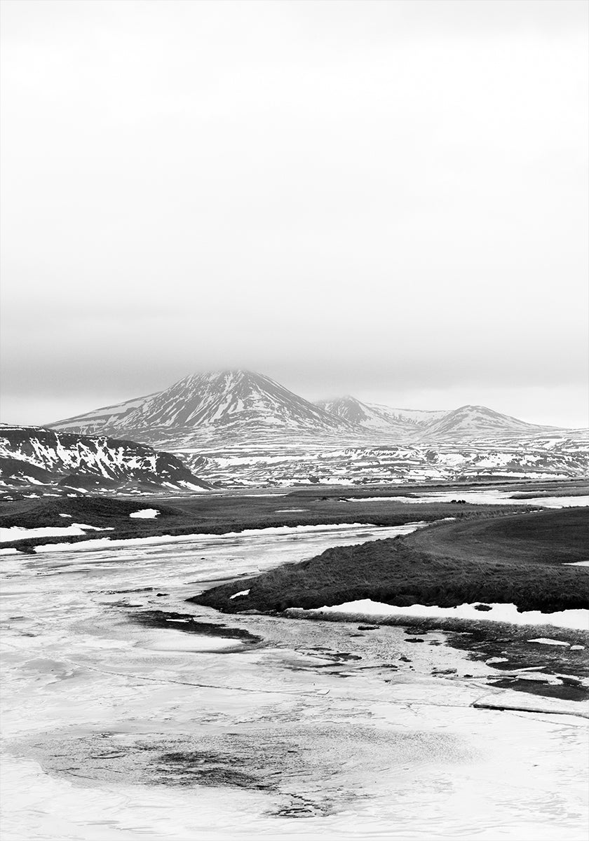 Frozen River Iceland b&amp;w Plakat
