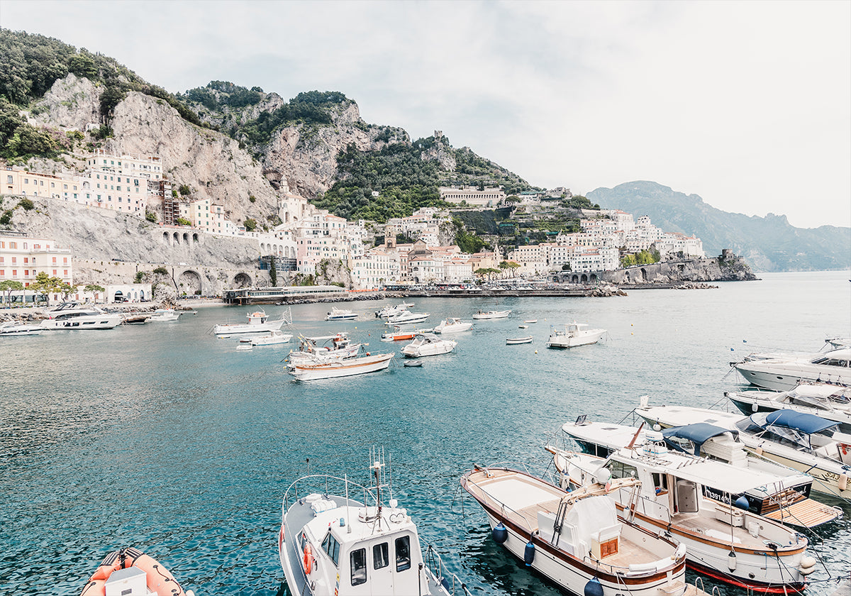 Amalfi coast with boats #2 Plakat