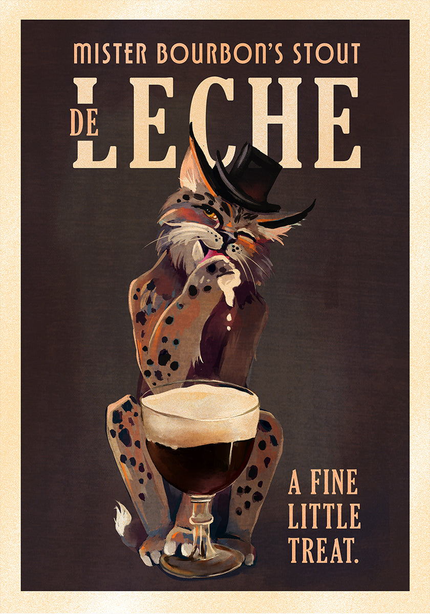 Bourbon De Leche Guinness Style Cat Art Plakat