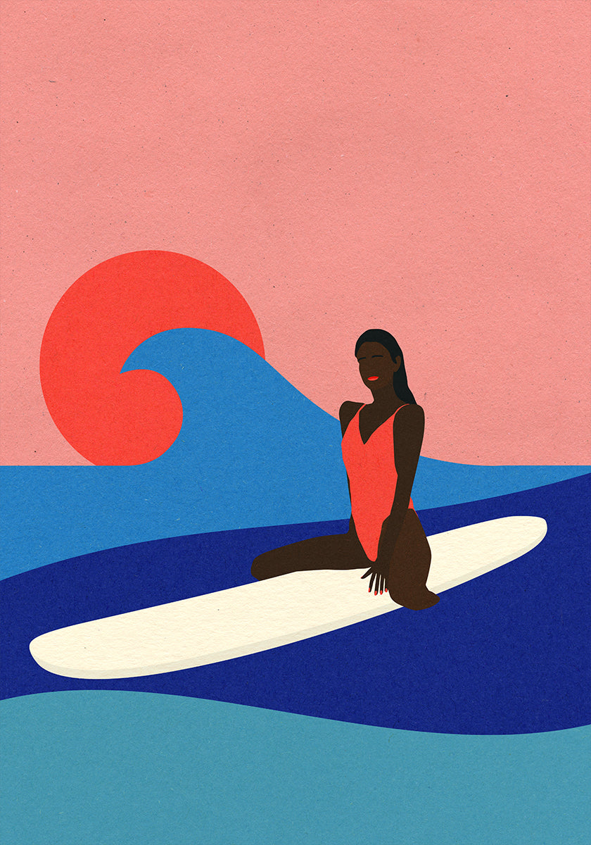 Girl On a SurfboardPlakat