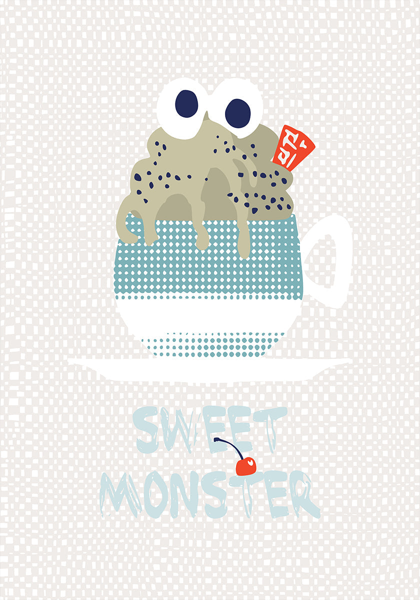 Sweet monster cupcake mint Plakat