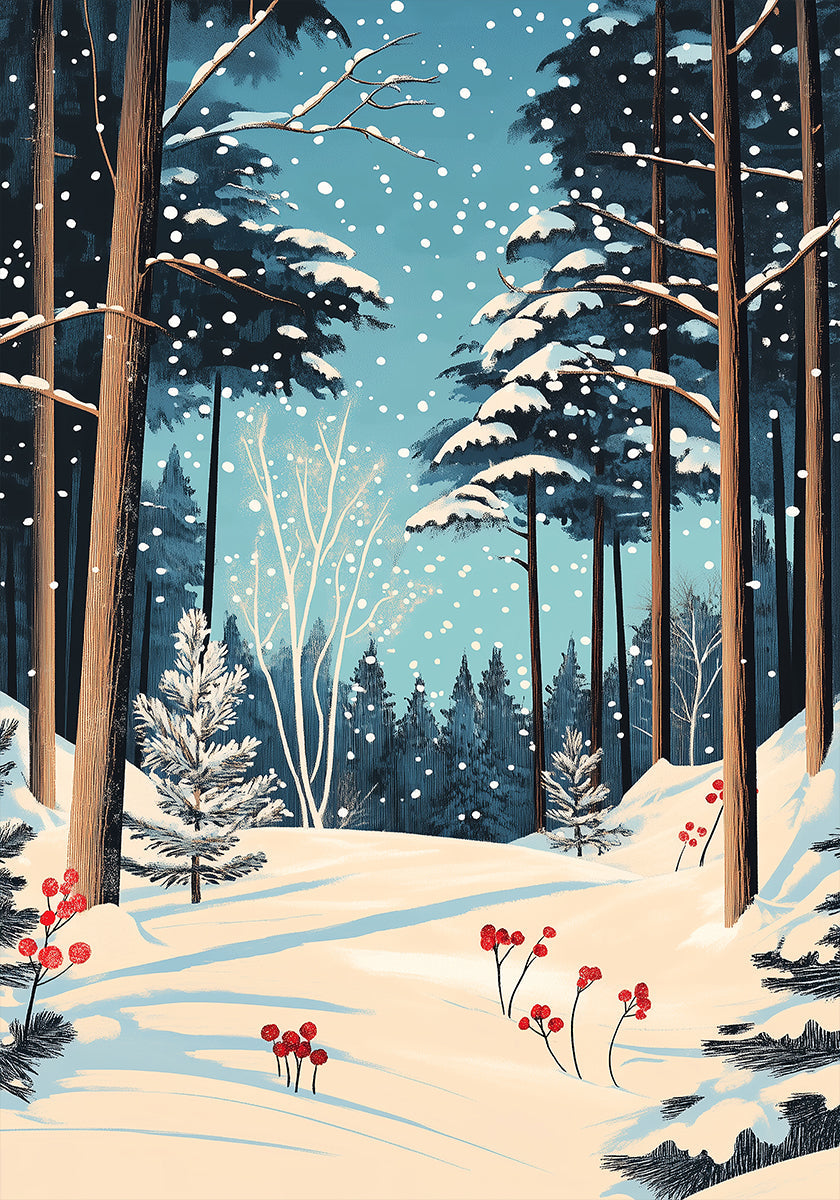Christmas Snowy forest Plakat