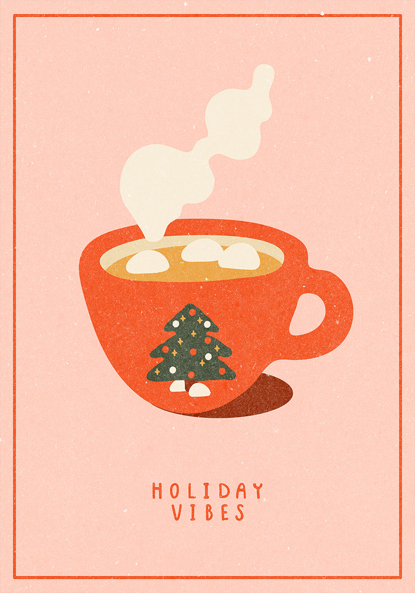 Holiday vibes. A mug of hot cocoa for Christmas Plakat