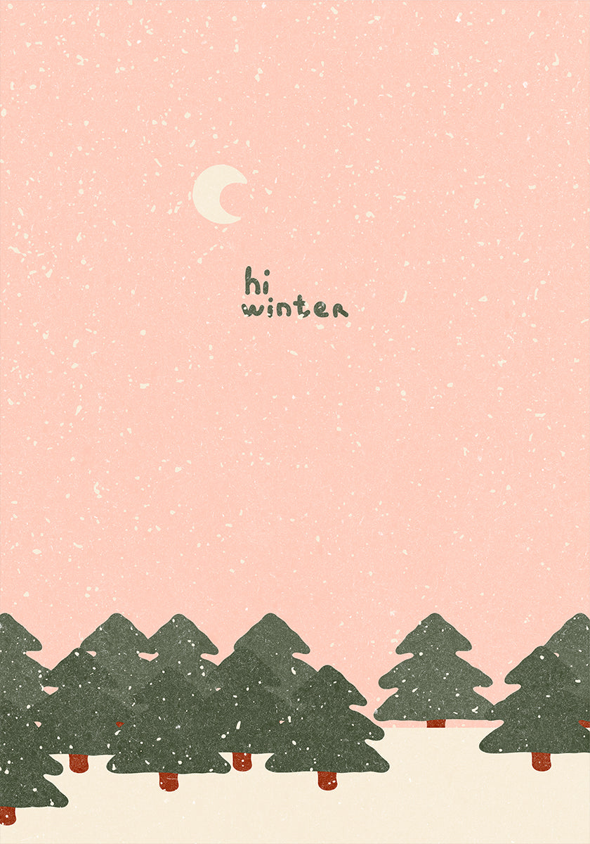 Magical snowfall in the forest. Hello winter Plakat