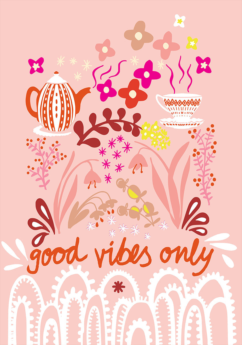 Good vibes only – scandinavian folk art illustration Plakat