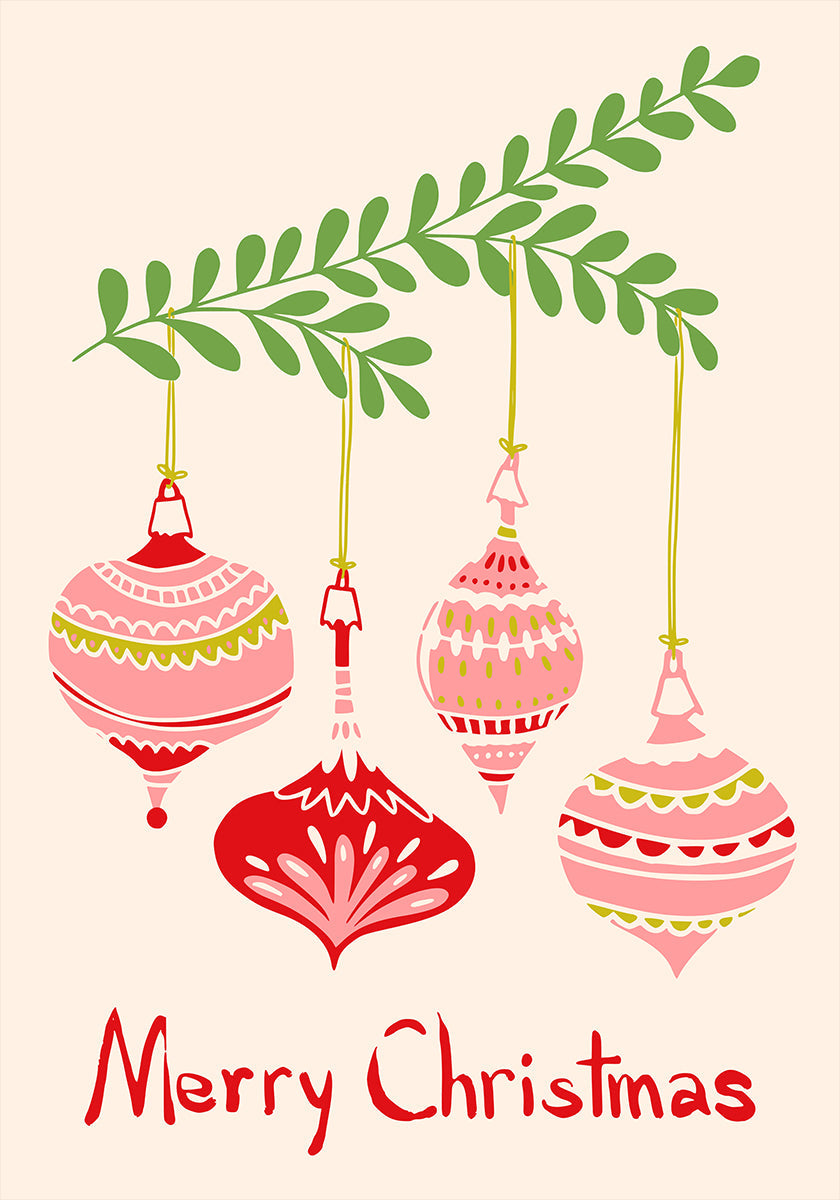 Cheerful little Christmas baubles Plakat
