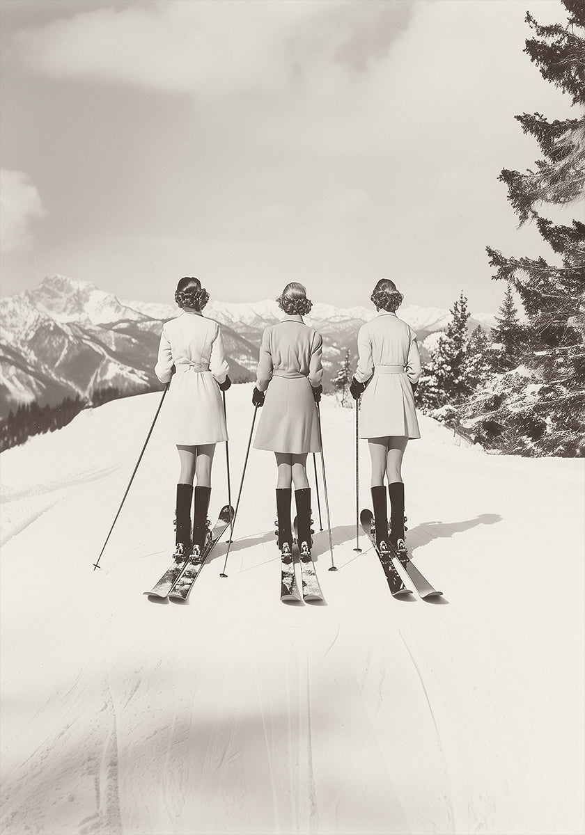 Vintage Glamour Skiers Plakat