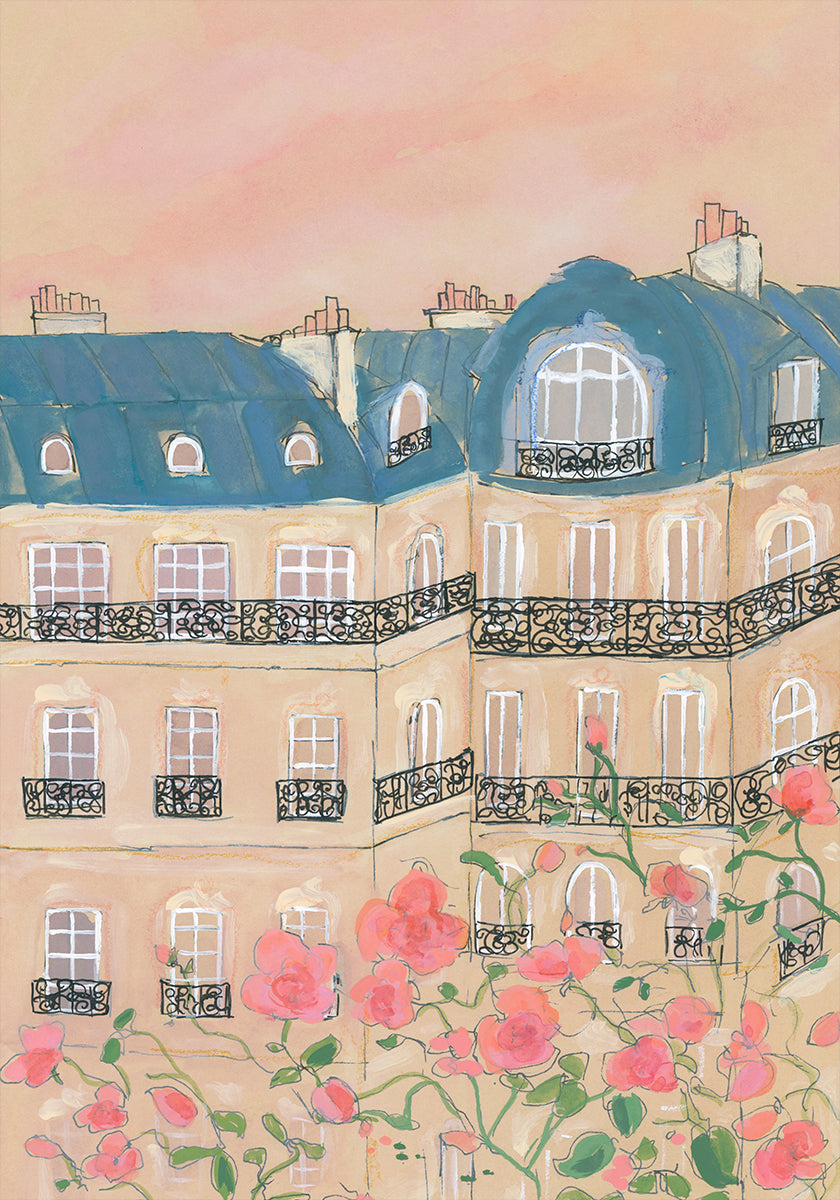 Sunset Over Paris Buildings Plakat