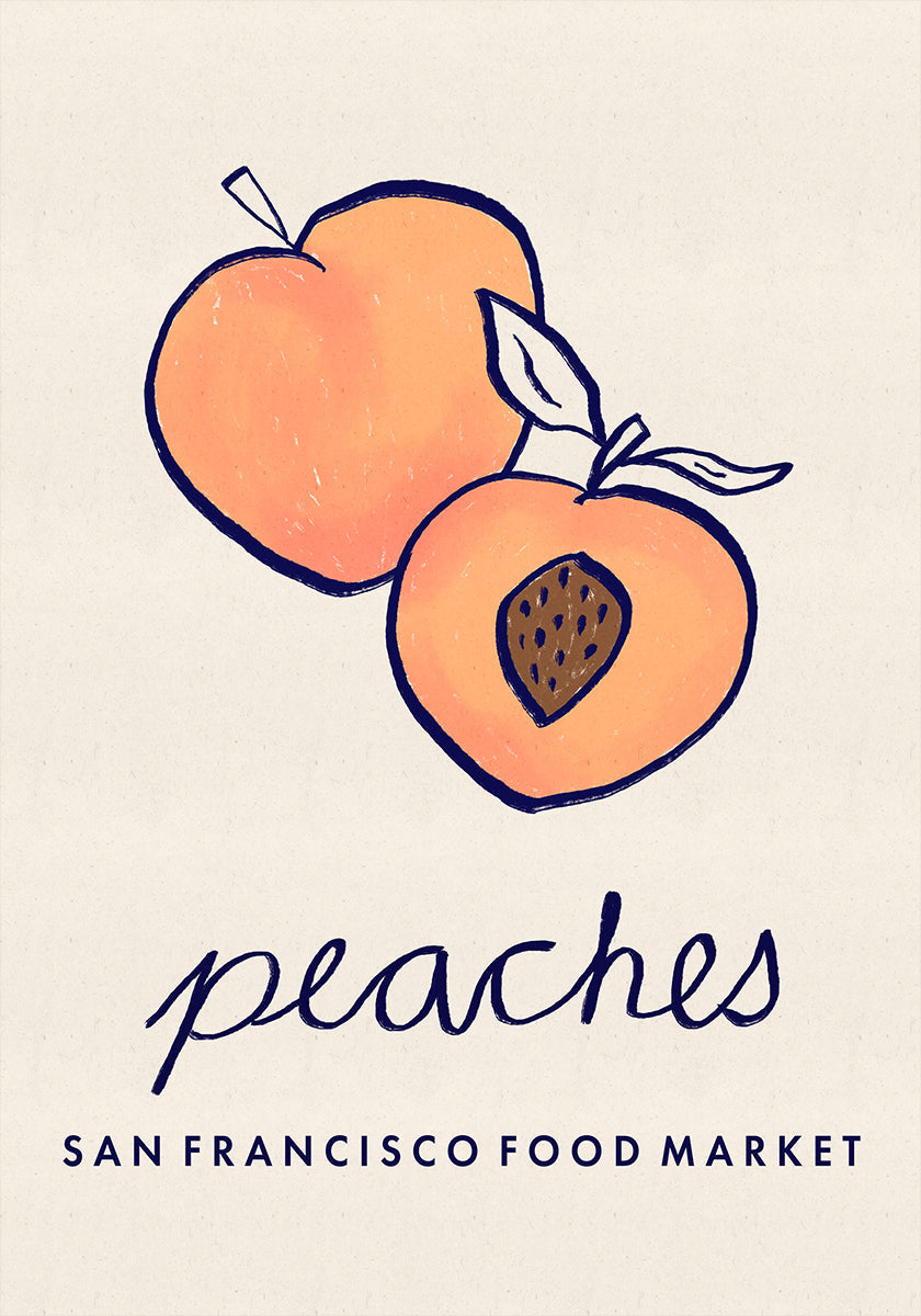 Food Art - Peaches San Francisco Food Market Plakat
