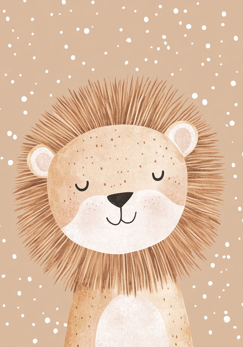 Sleepy Lion In Snow Plakat