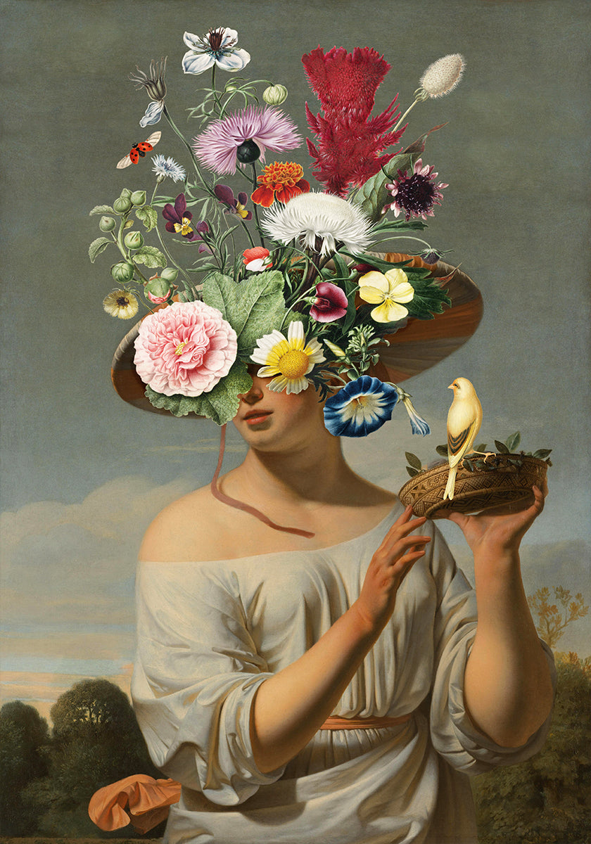 Woman In a Large Floral Hat Plakat