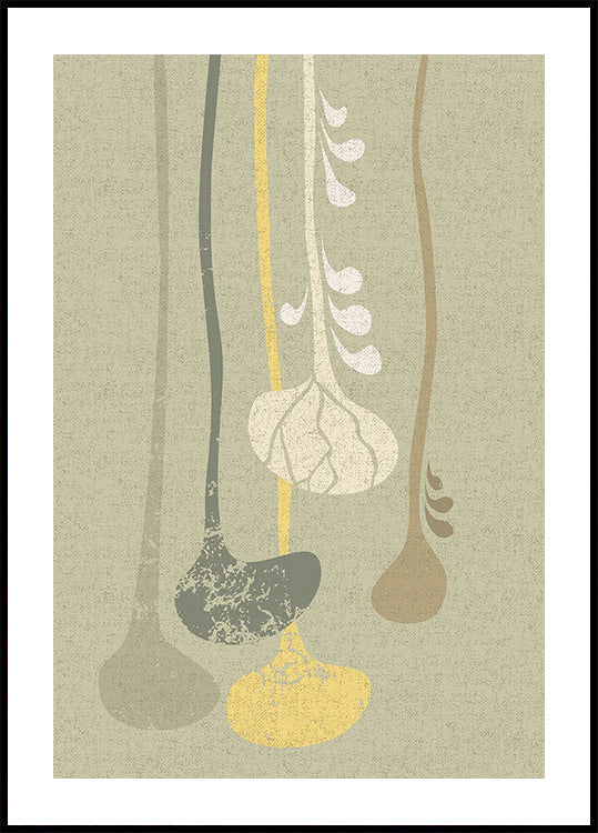 Abstract Paper Cut Composition sage green 1 Plakat