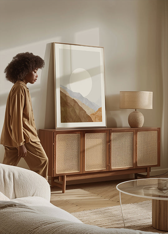 Boho moon and mountains Plakat