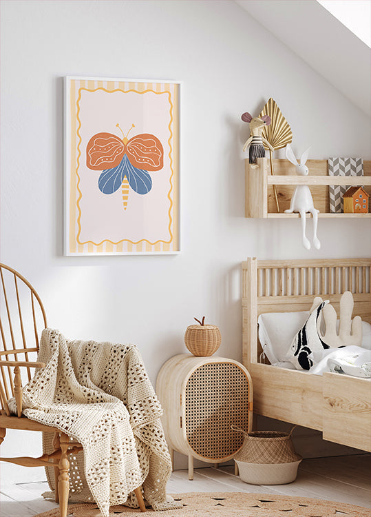 Blue Burnt Orange Moth Plakat