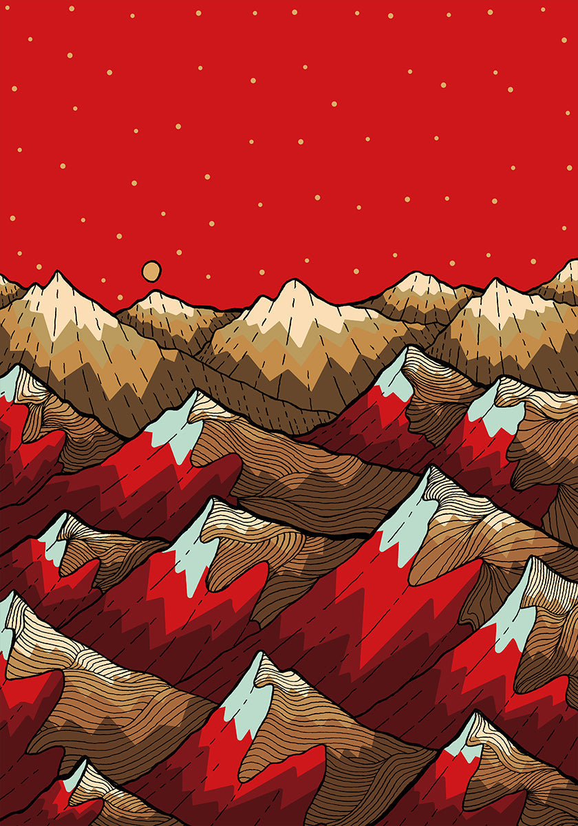 Golden red peaks Plakat