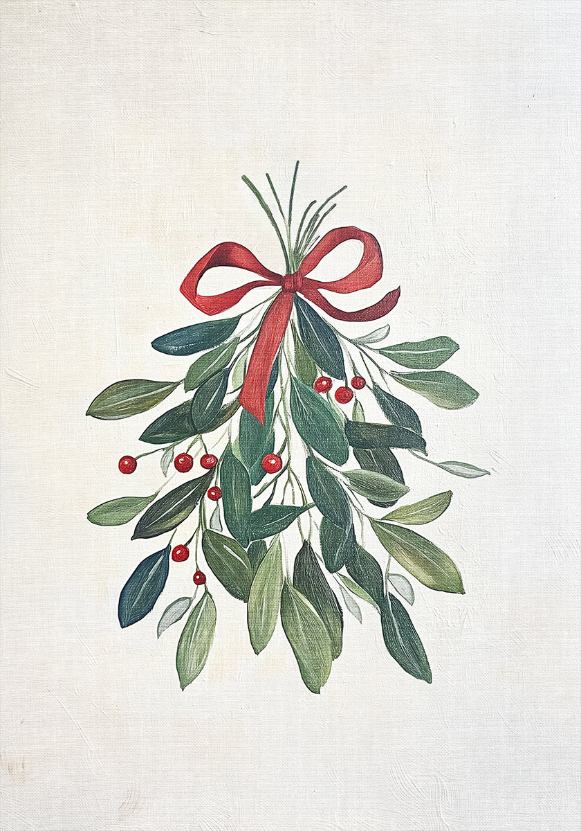 Festive Mistletoe with Red Bow Plakat