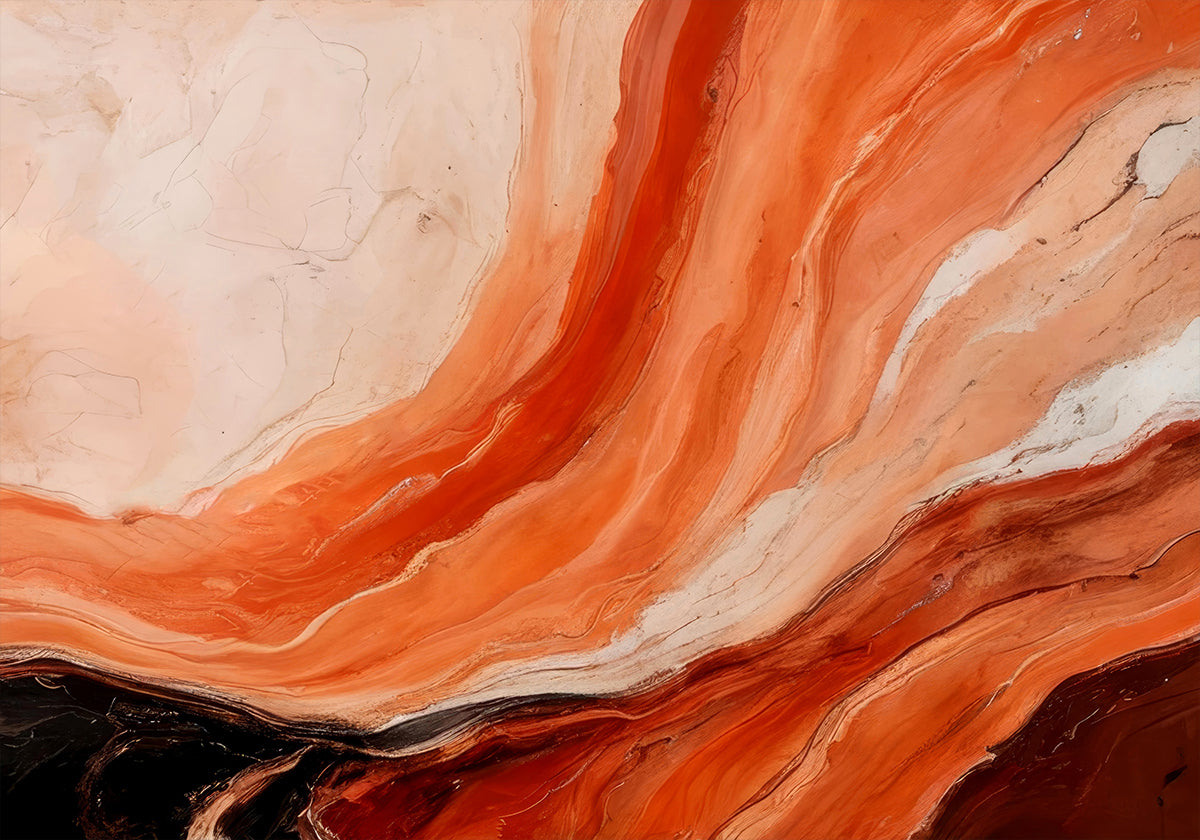 Orange And Beige Marbled Effect Plakat