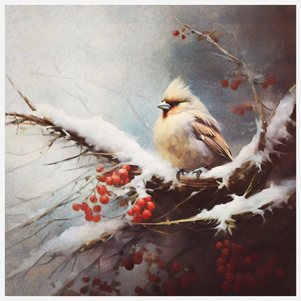 Winter's Feathered Perch Plakat