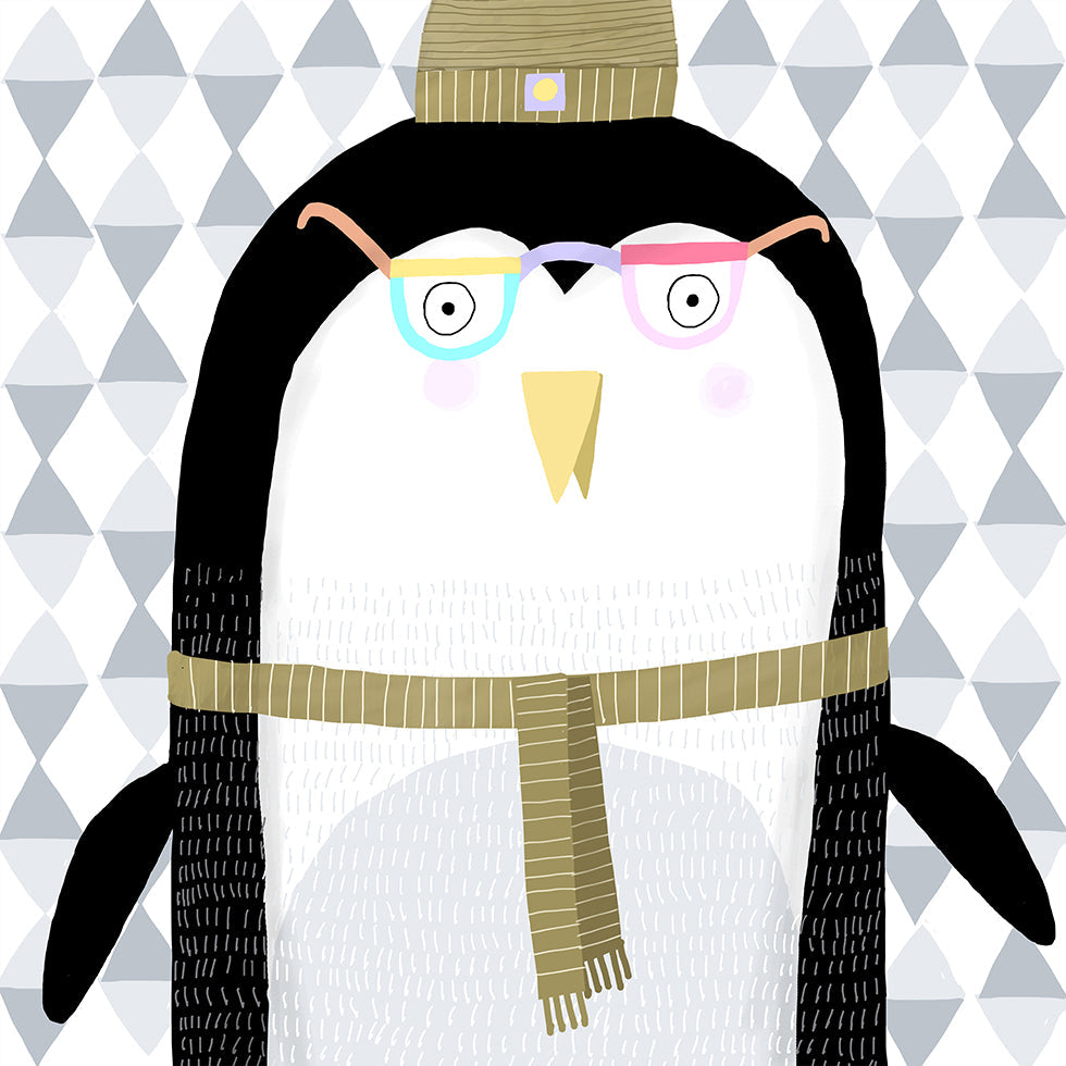Cute Penguin With Wooly Hat By Artist Carla Daly (NEW)