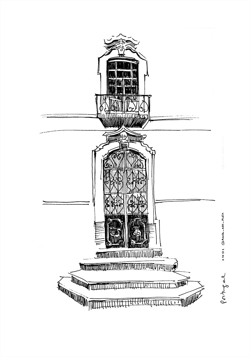 Portugal Portals City Drawing Plakat