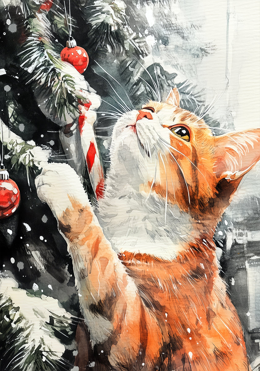 Cats Love the Christmas Tree Plakat