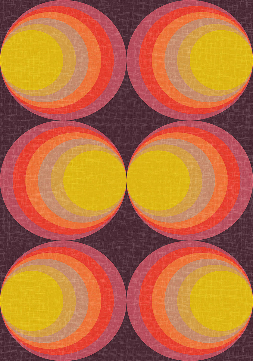 Retro Gradient Circles Plum Red Plakat
