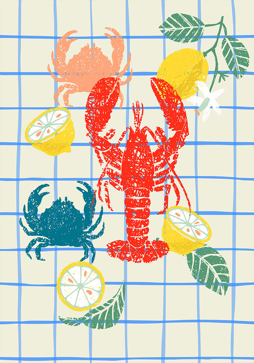 Lobster and lemons Plakat