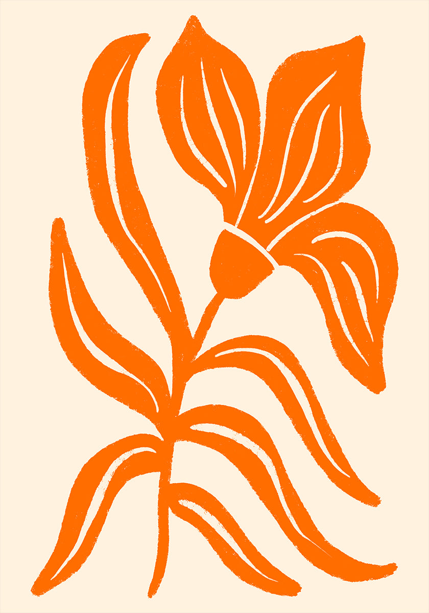 Abstract Orange Stylized Tulip Plakat
