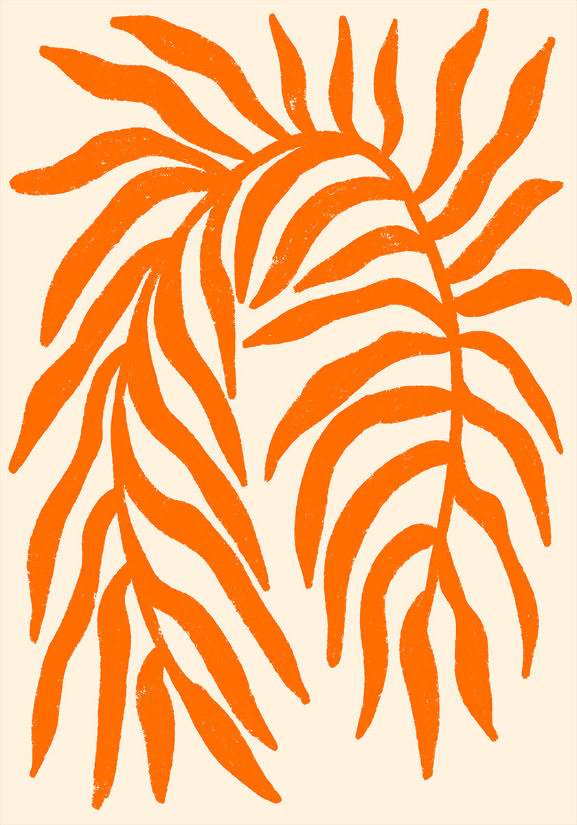 Orange Silhouette Textured Branch Plakat