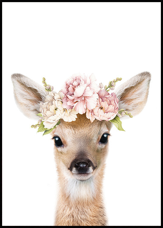 Floral Baby Deer Plakat