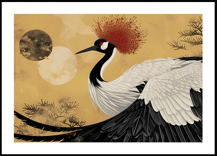 Abstract red-crowned crane Plakat