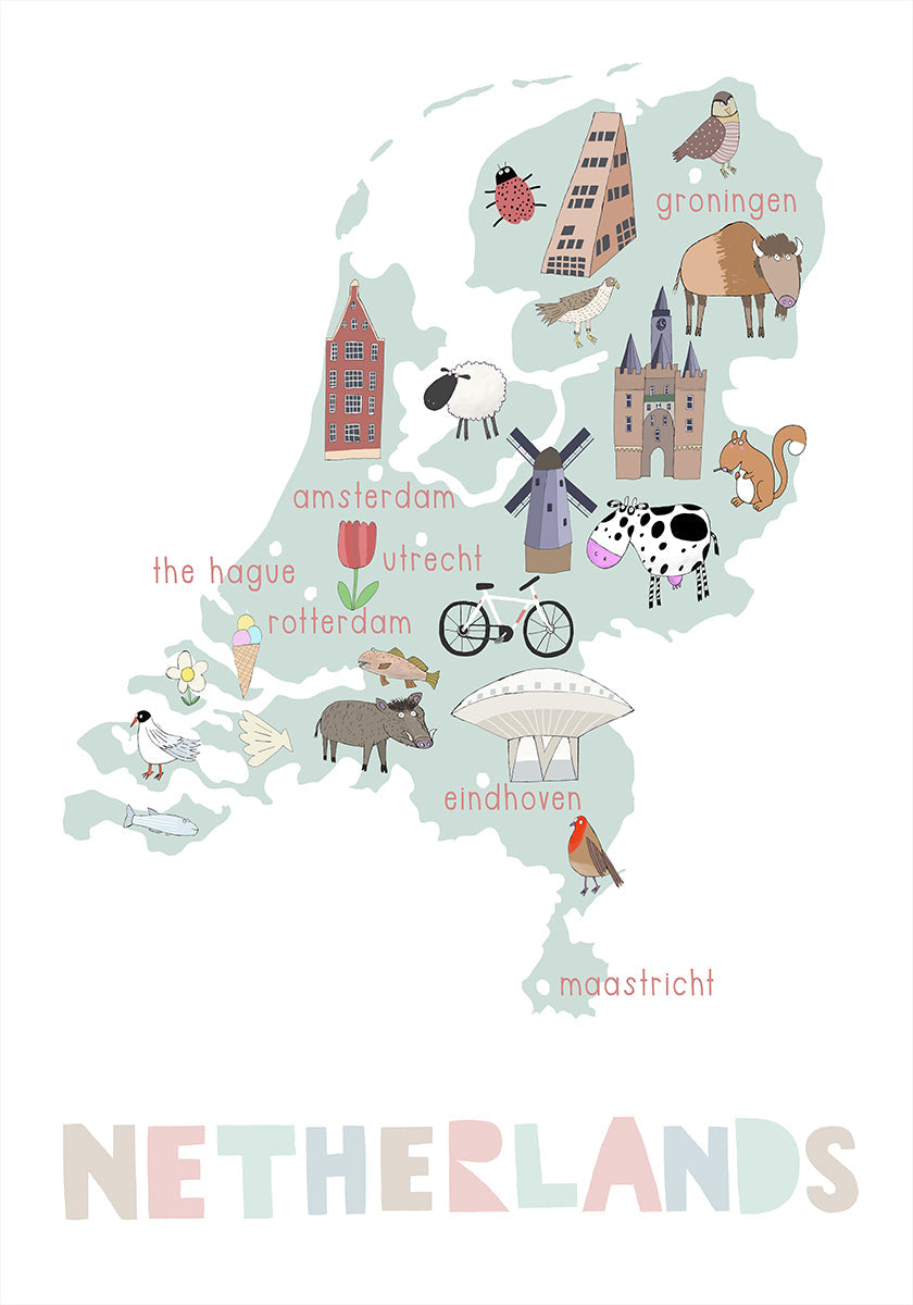 The Netherlands Illustration by Artist Carla Daly Plakat