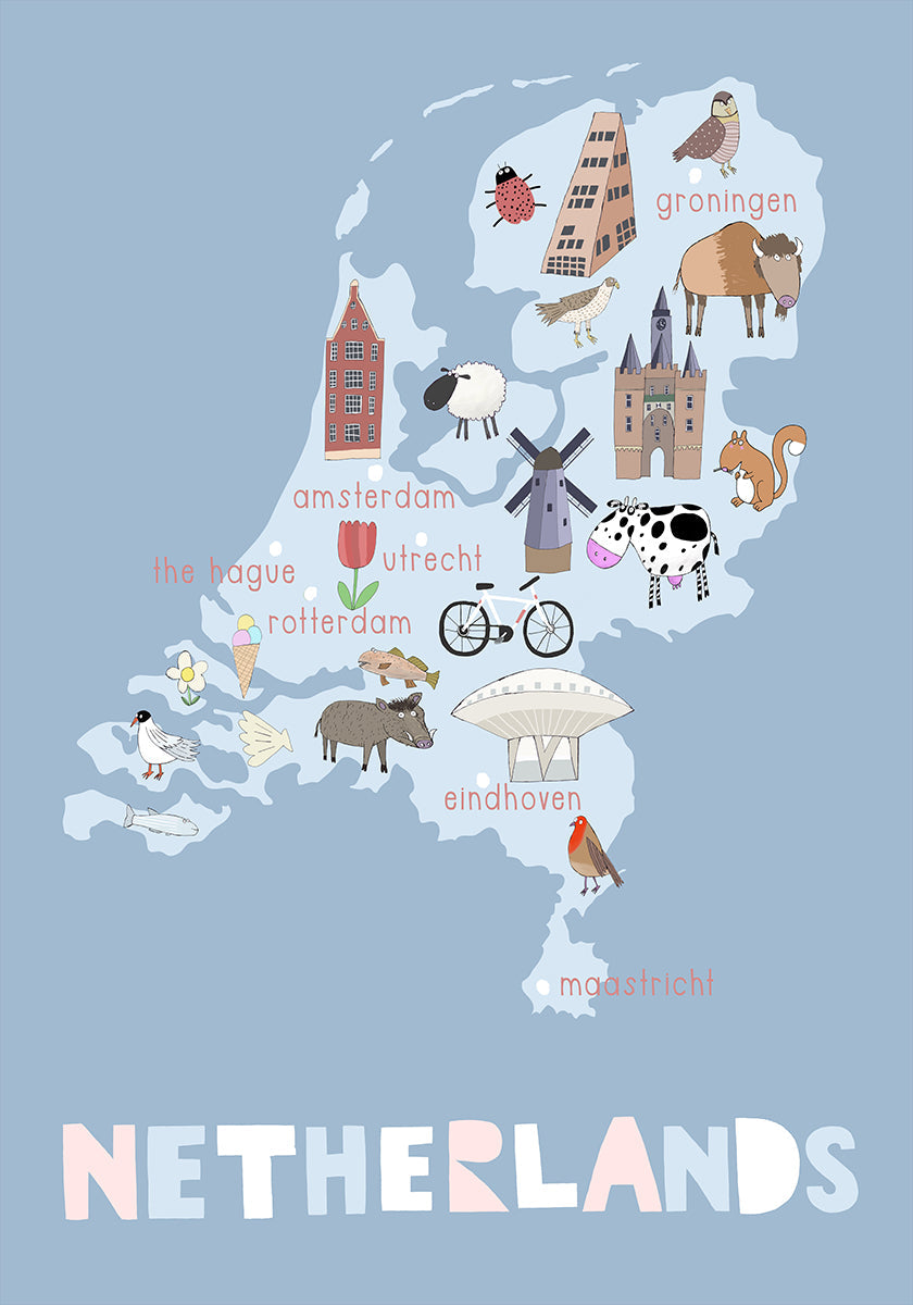 The Netherlands Illustration by Artist Carla Daly Plakat
