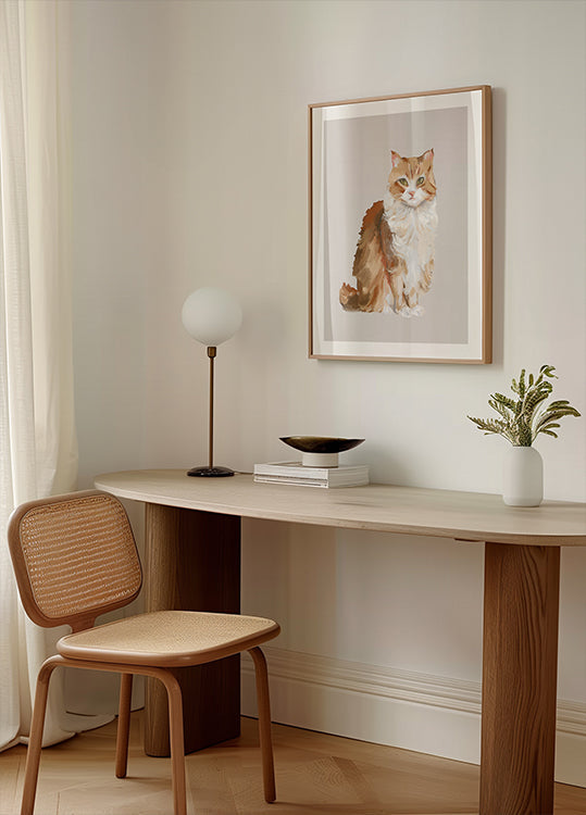 Professional Supervision fluffy cat oil painting Plakat