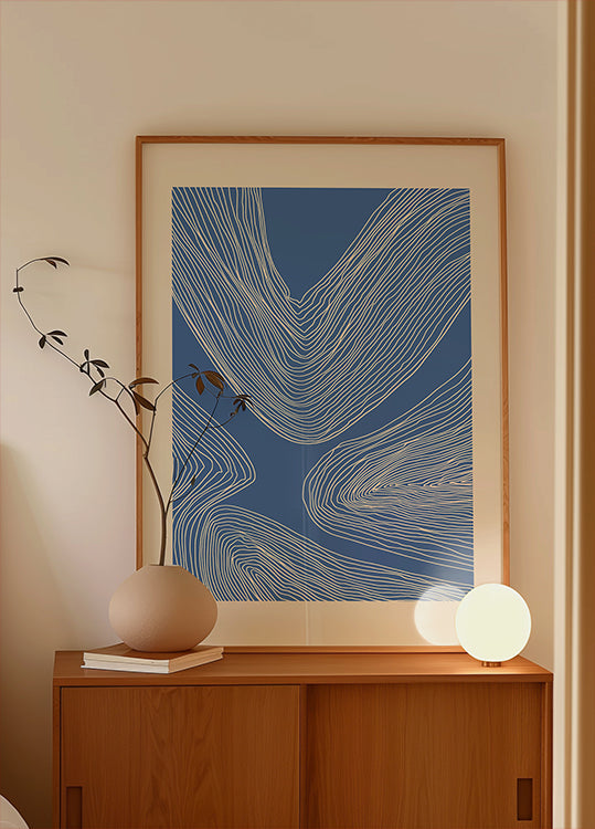 Blue Line Art Pattern Plakat