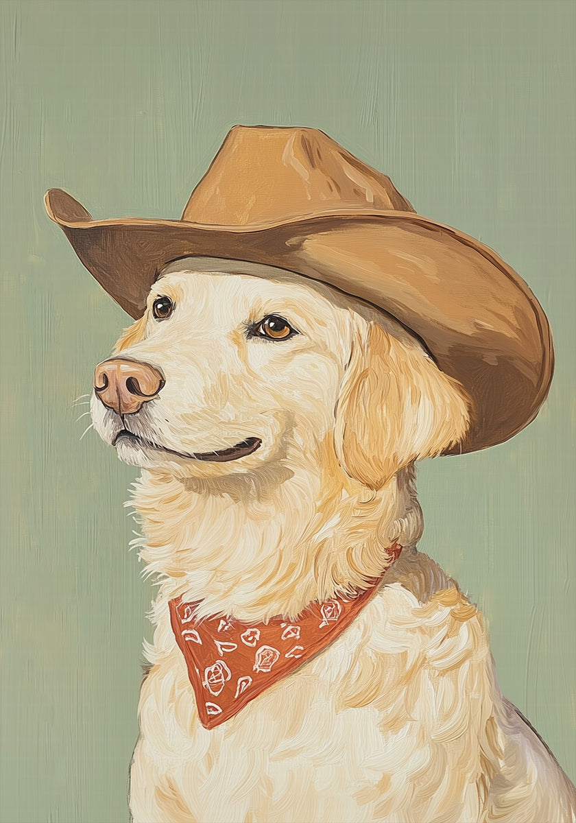Cowboy Golden Retriever Plakat
