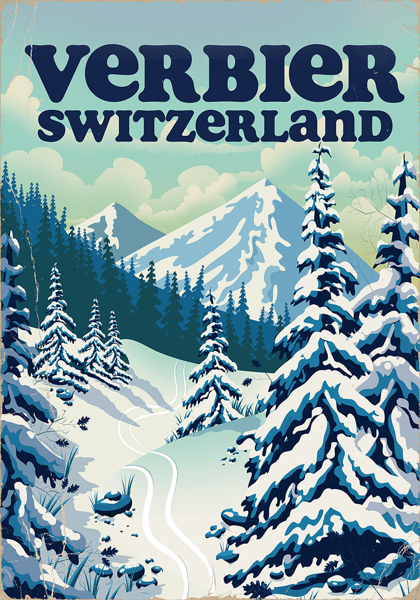 Verbier Switzerland Ski Poster Plakat