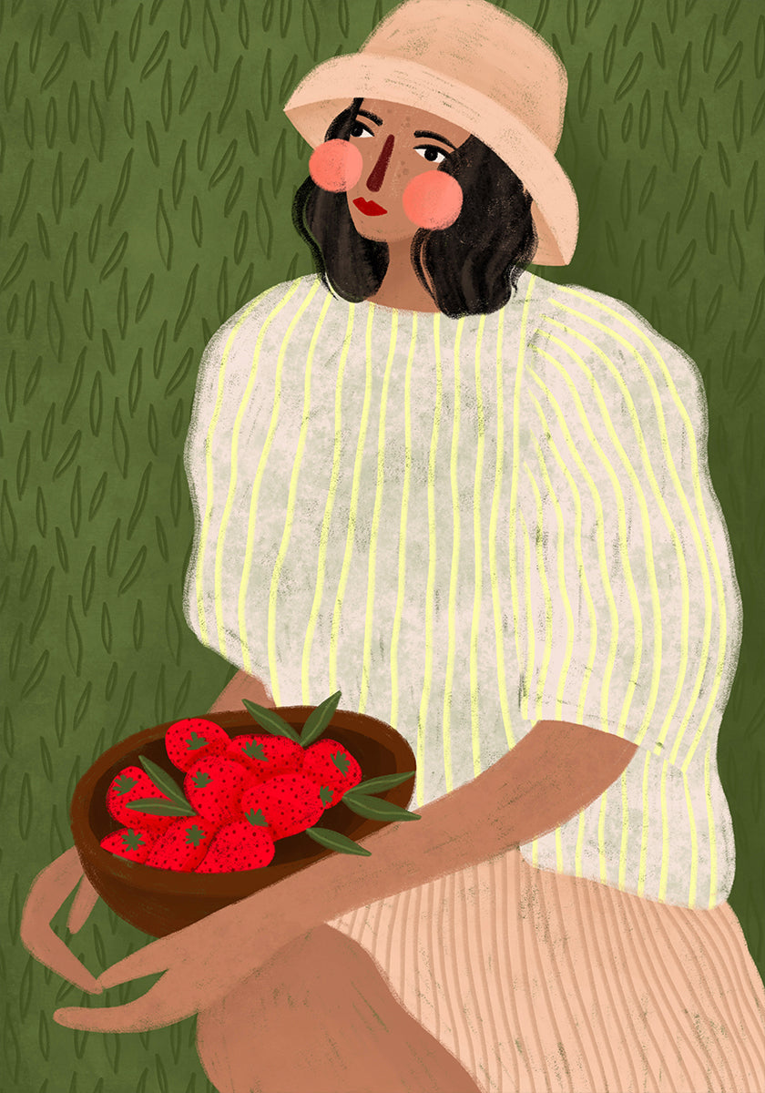 Woman with Strawberries Plakat