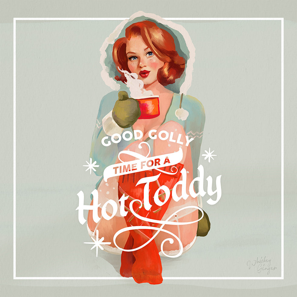 Hot Toddy Redhead Vintage Winter Cocktail Art (NEW)