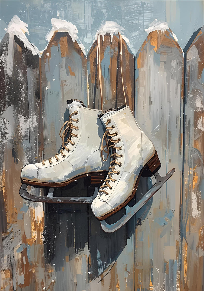 Schlittschuhe am Zaun Plakat