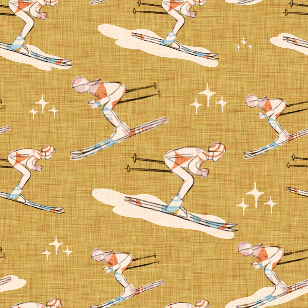 Winter Sports   Retro Vintage Ski Blue.png Plakat