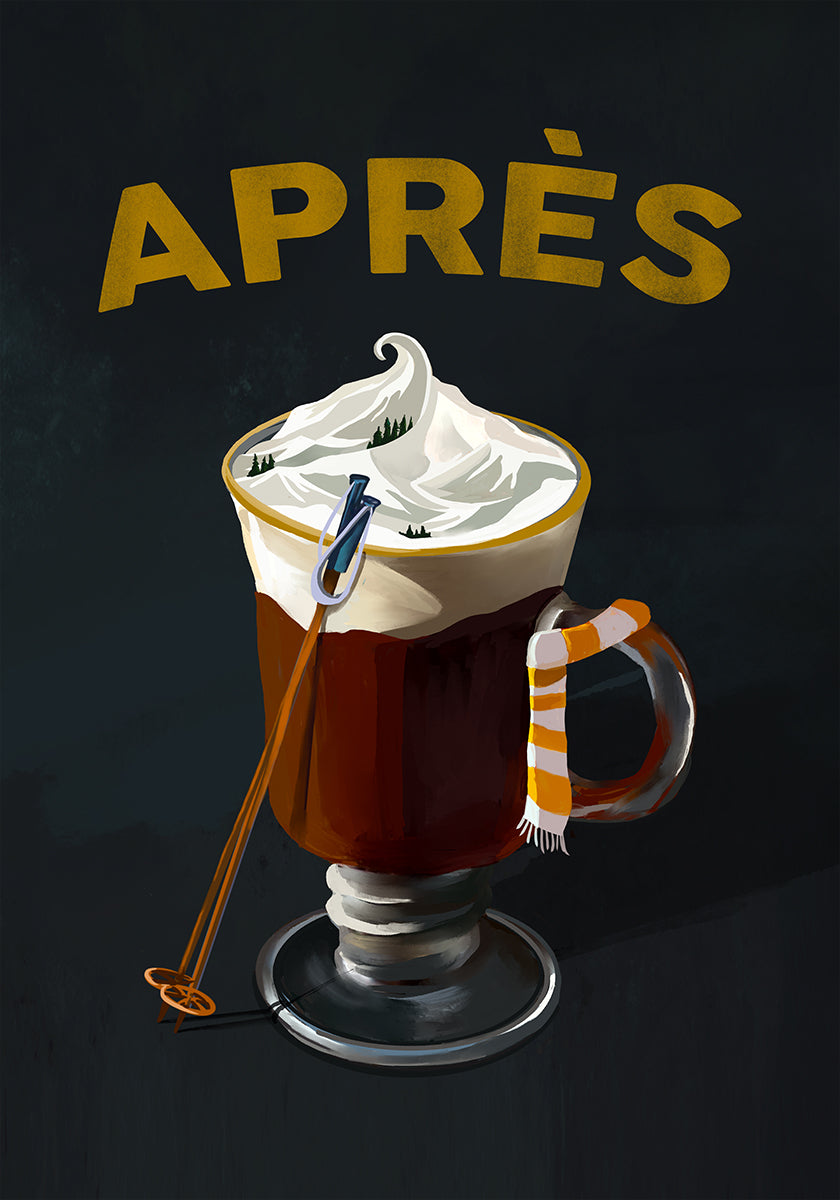 Apres Hot Cocoa Cocktail Ski Art Plakat